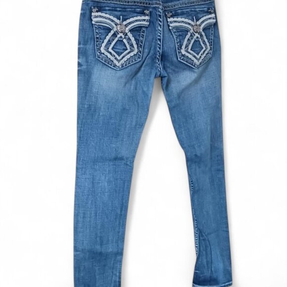 Y2K LA Idol Embroidered Jeans – Western Glam Bling Denim – Size 5 - Picture 3 of 10